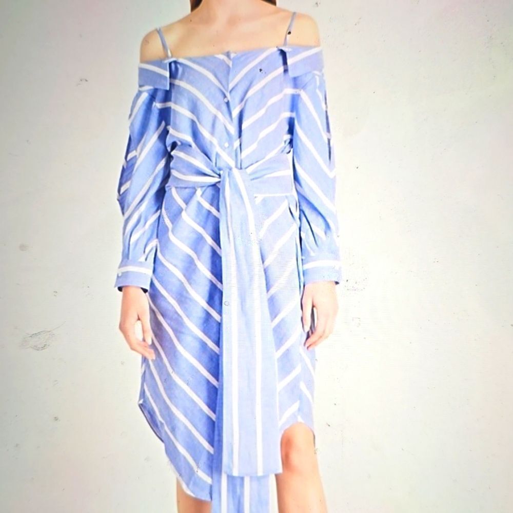 Maje rulylle blue stripe shirt dress ‎ size 2